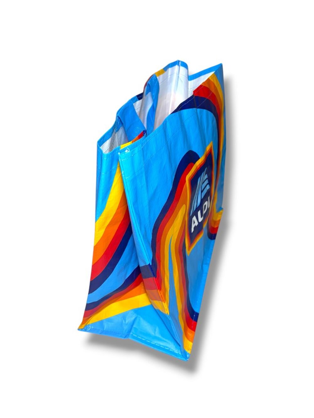 ALDI Reusable Tote Shopping Bag Multicolor Curvy Stripes, lot of 2 - Picture 2 of 3
